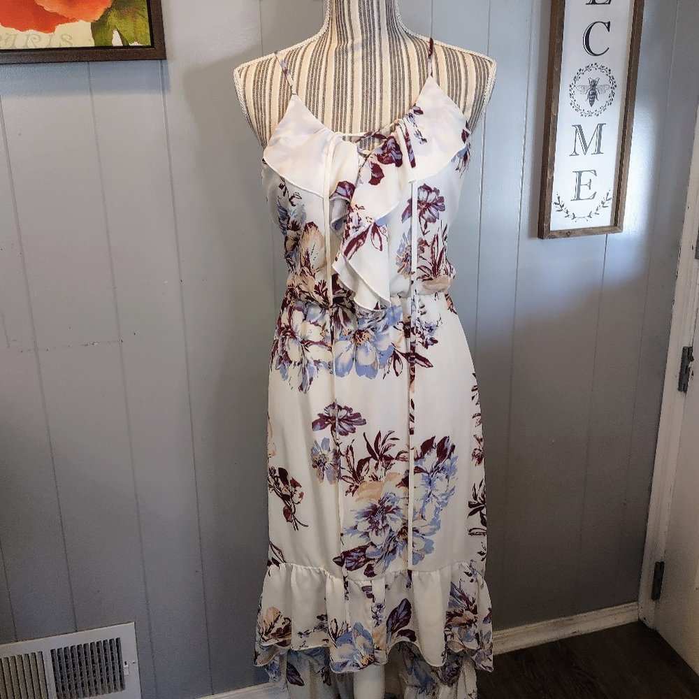 Francesca's Collections Miami Summer Floral Hi-Lo Flowy Dress